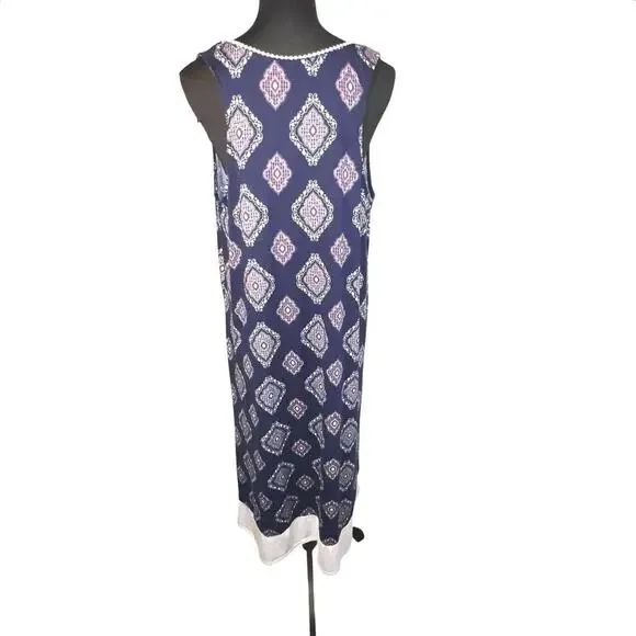 Anne Klein ladies L,sleeveless geometric block hem midi stretch Y2K nightgown - Picture 3 of 8